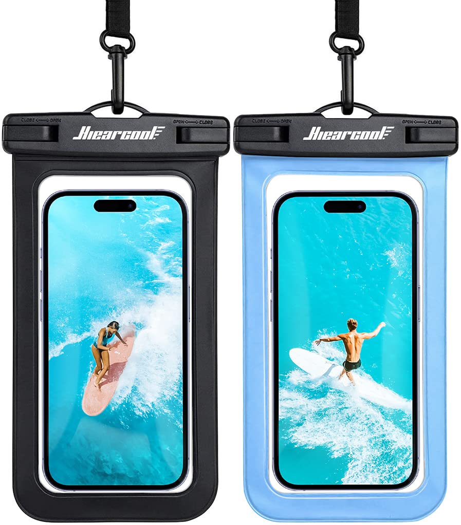 Hiearcool Waterproof Phone Pouch, Waterproof Phone Case for iPhone 16 15 14 13 Pro Max, IPX8 Cellphone Dry Bag Beach Cruise Ship Essentials 2Pack-8.3"