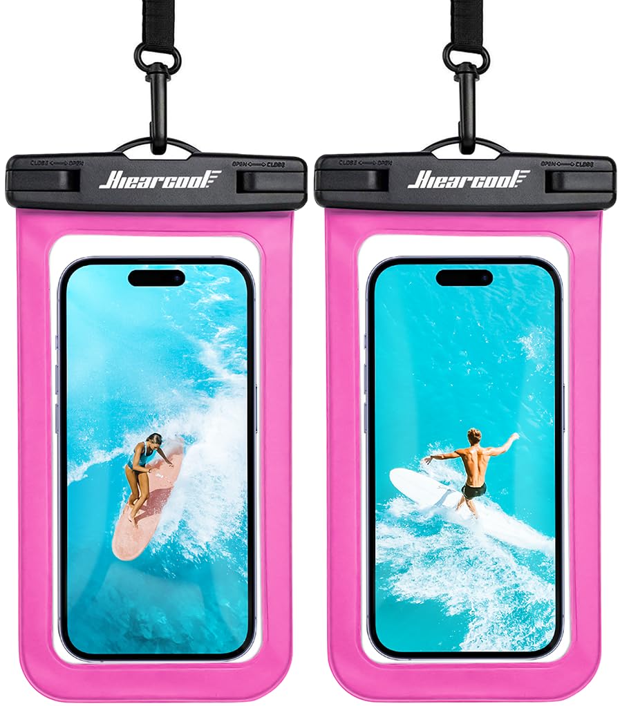 Hiearcool Waterproof Phone Pouch, Waterproof Phone Case for iPhone 16 15 14 13 Pro Max, IPX8 Cellphone Dry Bag Beach Cruise Ship Essentials 2Pack-8.3"