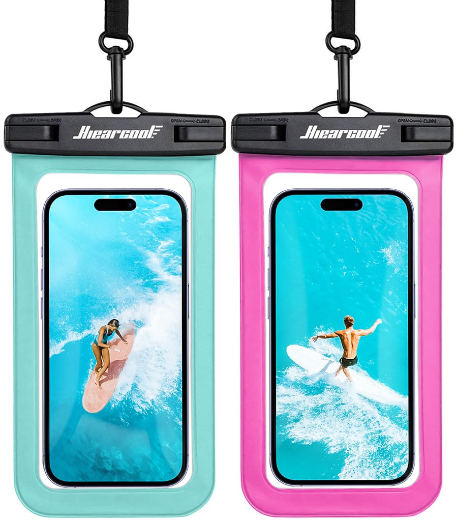 Hiearcool Waterproof Phone Pouch, Waterproof Phone Case for iPhone 16 15 14 13 Pro Max, IPX8 Cellphone Dry Bag Beach Cruise Ship Essentials 2Pack-8.3"