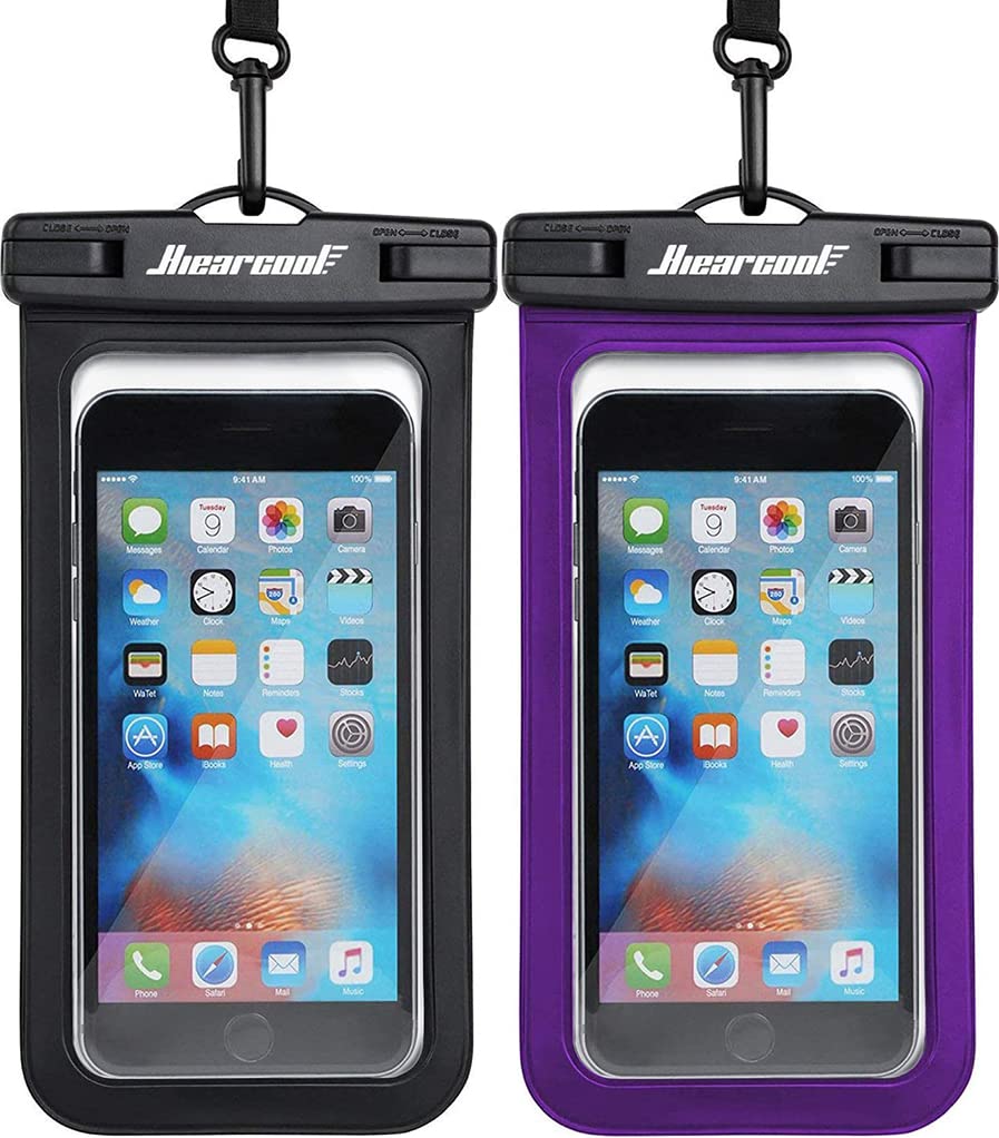 Hiearcool Waterproof Phone Pouch, Waterproof Phone Case for iPhone 16 15 14 13 Pro Max, IPX8 Cellphone Dry Bag Beach Cruise Ship Essentials 2Pack-8.3"