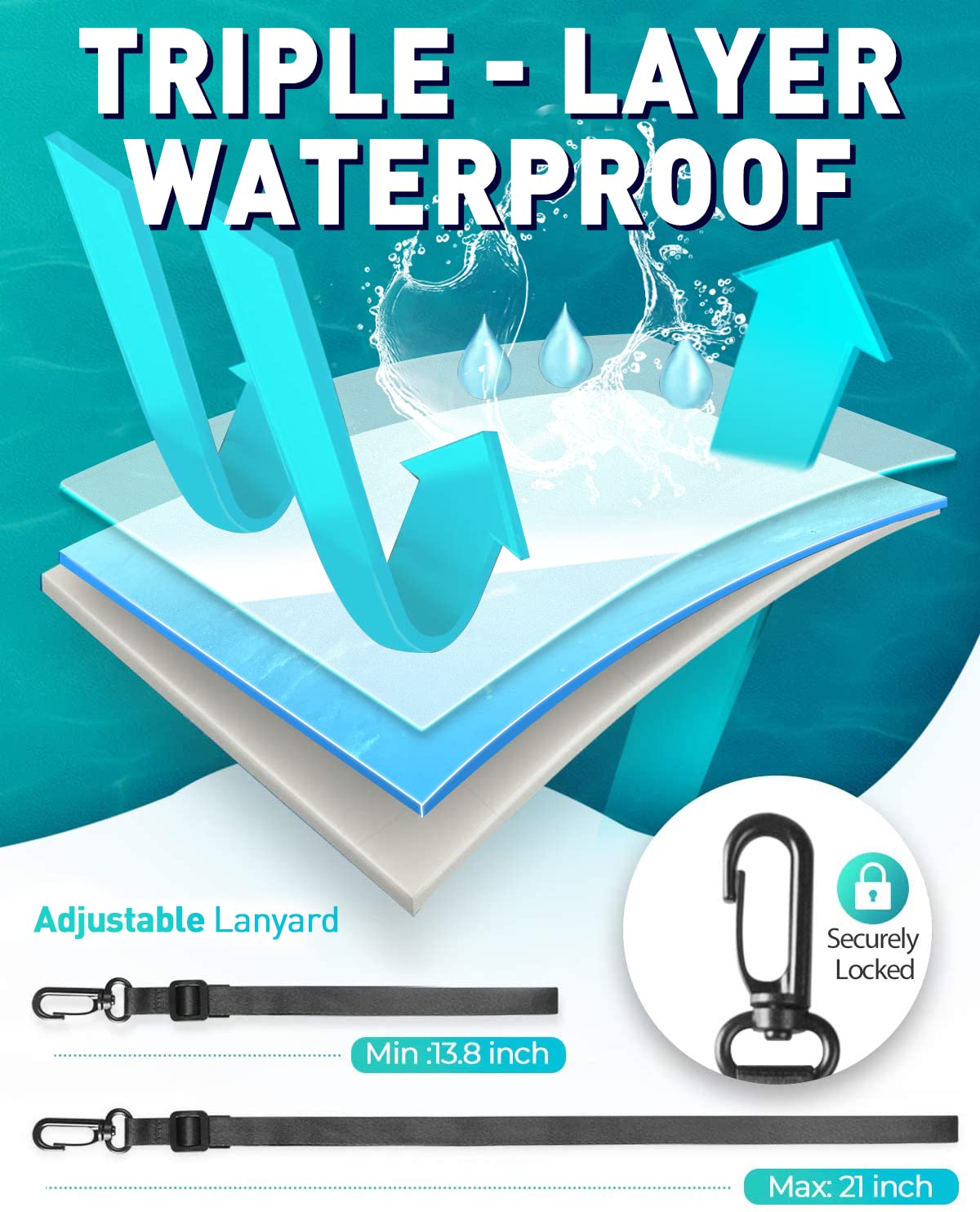 Hiearcool Waterproof Phone Pouch, Waterproof Phone Case for iPhone 16 15 14 13 Pro Max, IPX8 Cellphone Dry Bag Beach Cruise Ship Essentials 2Pack-8.3"