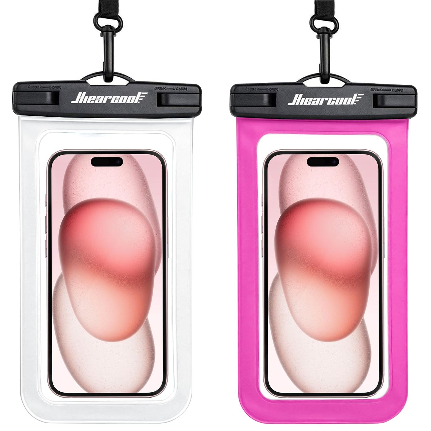 Hiearcool Waterproof Phone Pouch, Waterproof Phone Case for iPhone 16 15 14 13 Pro Max, IPX8 Cellphone Dry Bag Beach Cruise Ship Essentials 2Pack-8.3"