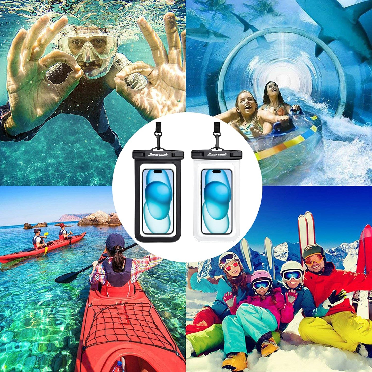 Hiearcool Waterproof Phone Pouch, Waterproof Phone Case for iPhone 16 15 14 13 Pro Max, IPX8 Cellphone Dry Bag Beach Cruise Ship Essentials 2Pack-8.3"