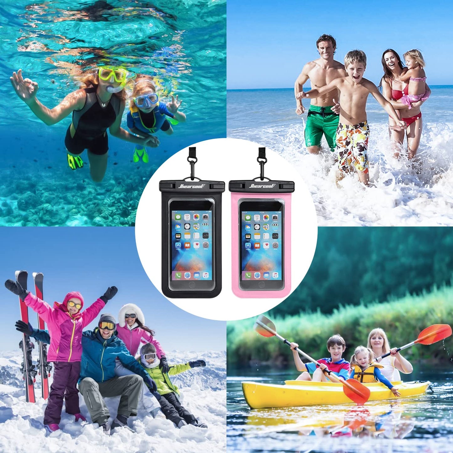 Hiearcool Waterproof Phone Pouch, Waterproof Phone Case for iPhone 16 15 14 13 Pro Max, IPX8 Cellphone Dry Bag Beach Cruise Ship Essentials 2Pack-8.3"