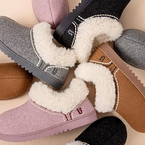Women's Cozy Bootie Slippers Memory Foam Warm House Shoes with Fluffy Collar Non-Slip Indoor Outdoor