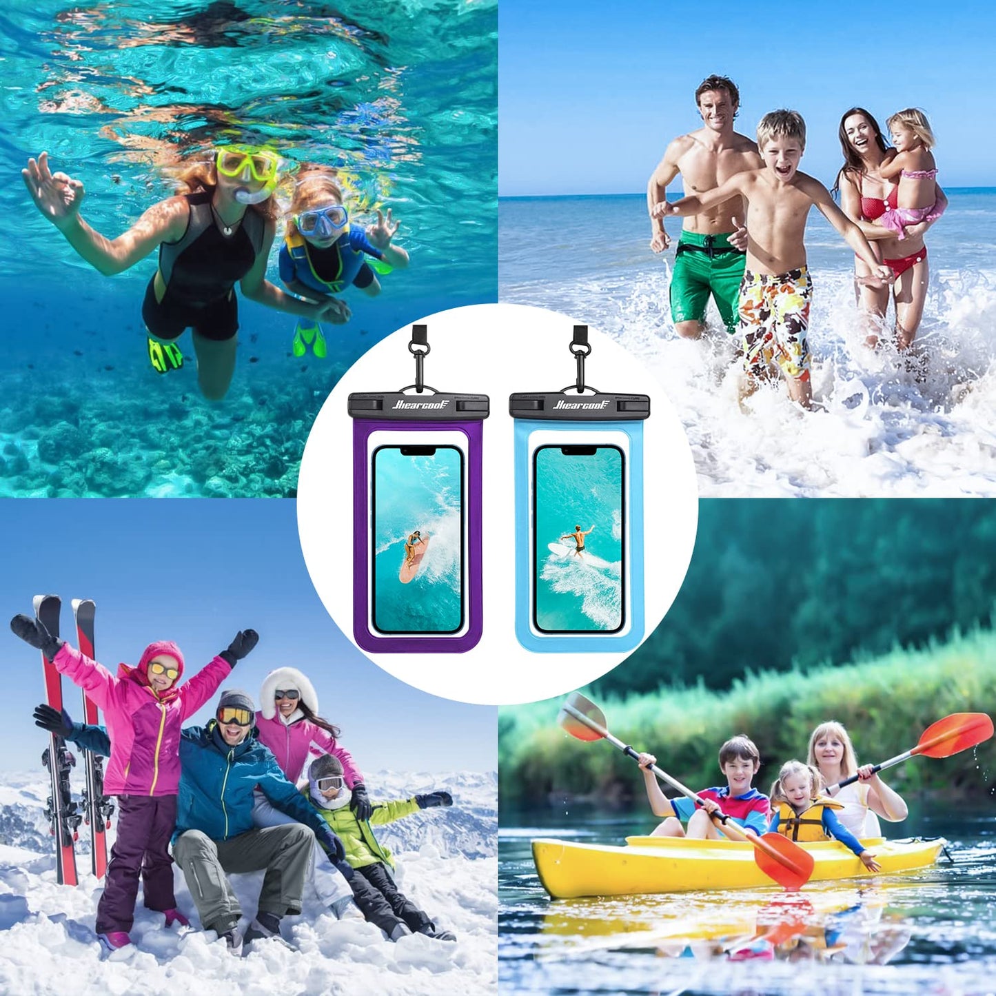 Hiearcool Waterproof Phone Pouch, Waterproof Phone Case for iPhone 16 15 14 13 Pro Max, IPX8 Cellphone Dry Bag Beach Cruise Ship Essentials 2Pack-8.3"