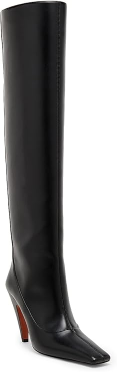 Spur 95MM Square Toe Knee-High Boots, 41 (11), Black