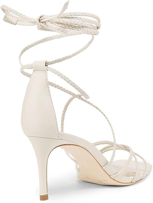 70MM Braided Leather Sandals, 40 (10), Ivory