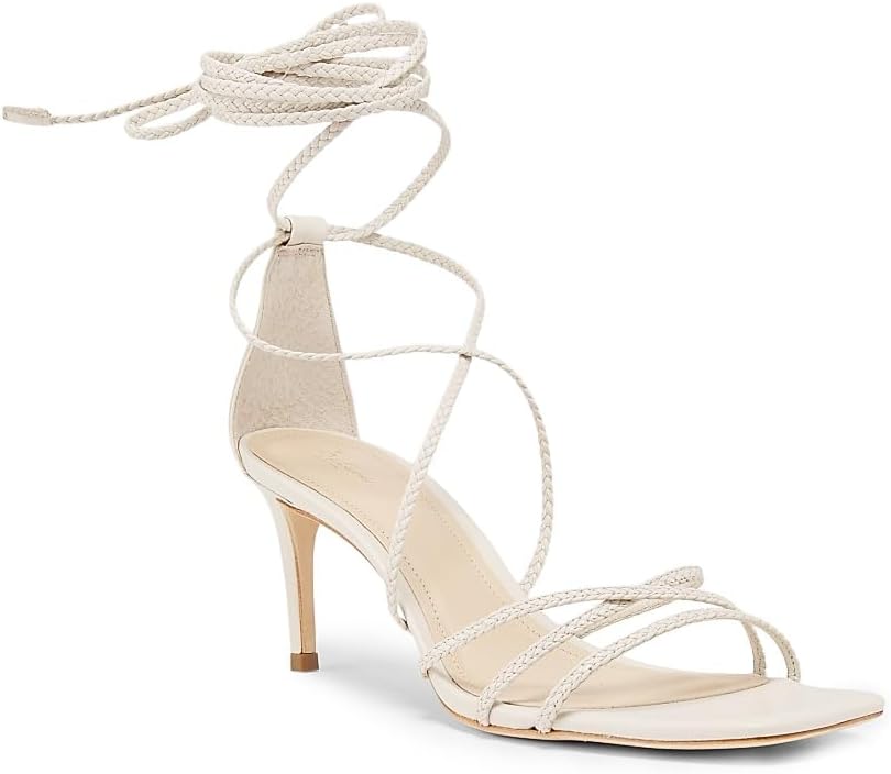 70MM Braided Leather Sandals, 40 (10), Ivory