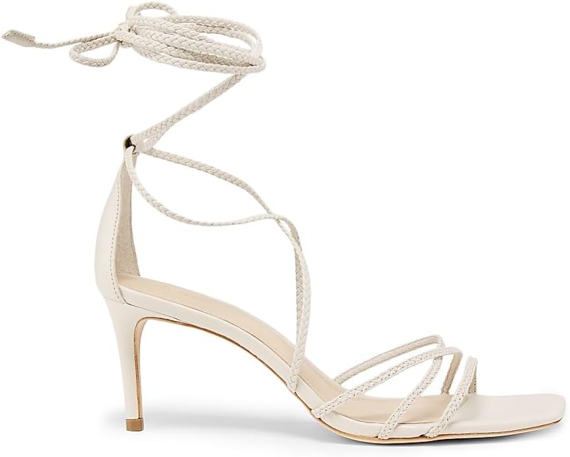 70MM Braided Leather Sandals, 40 (10), Ivory