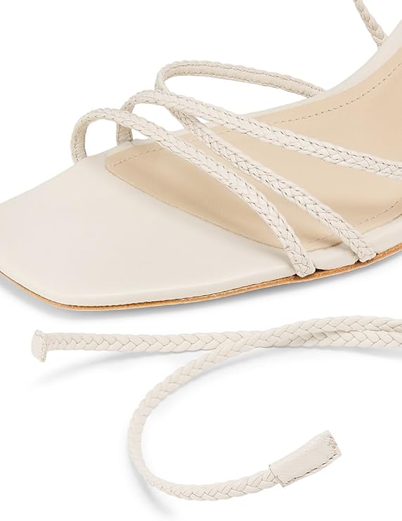 70MM Braided Leather Sandals, 40 (10), Ivory