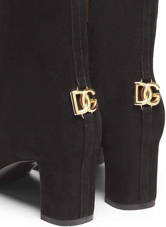 Suede Logo Ankle Boots, 39.5 (9.5), Nero