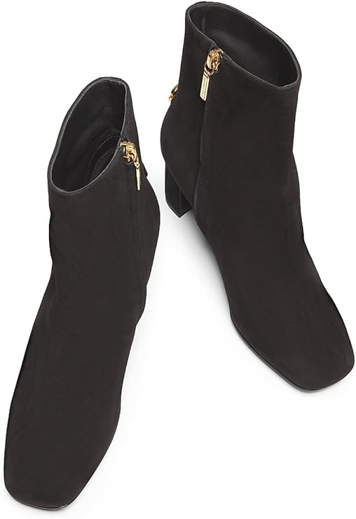 Suede Logo Ankle Boots, 39.5 (9.5), Nero