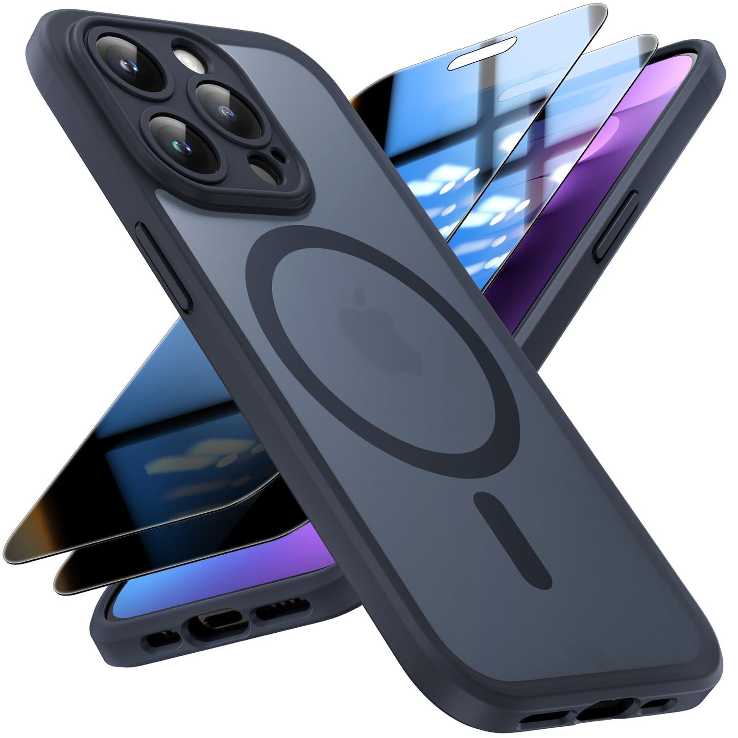 TOCOL for iPhone 16 Pro Max Case, Compatible with Magsafe, Full Camera Protection, Drop Protection, Magnetic Translucent Matte Back Bumper Phone Case for 16 Pro Max 6.9-Inch (Black)