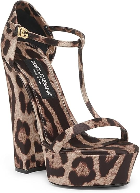 Raso Stampato145MM Leopard-Print Sandals, 37 (7), Leopard Print