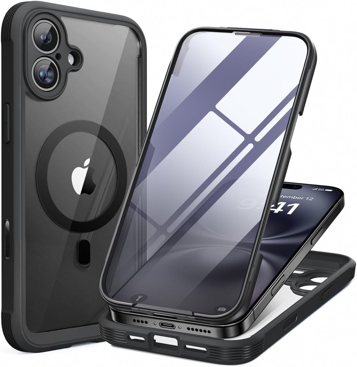 Miracase Magnetic for iPhone 16 Pro Max Case 6.9'' [Compatible with MagSafe] Full-Body Phone case with Built-in Glass Screen Protector& Camera Protector,Drop Proof 16 Pro Max Cover,Desert Brown