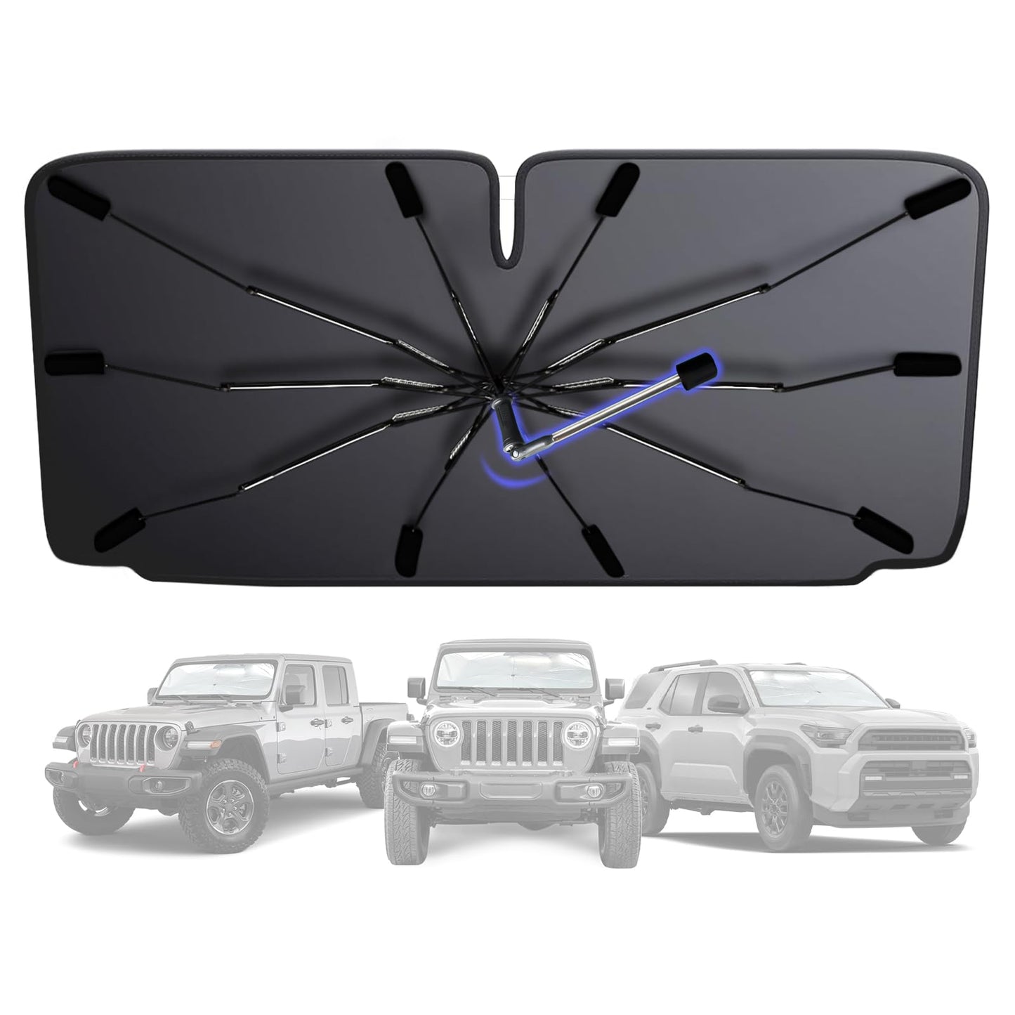 2025 Windshield Sun Shade Umbrella, Foldable Car Umbrella Sunshade with UV Block Car Front Window (Heat Insulation Protection) for Auto Windshield Covers Trucks Cars (Large)