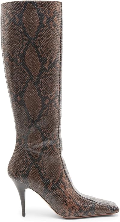 95MM Snakeskin-Printed Knee-High Boots, 39.5 (9.5), Coffee