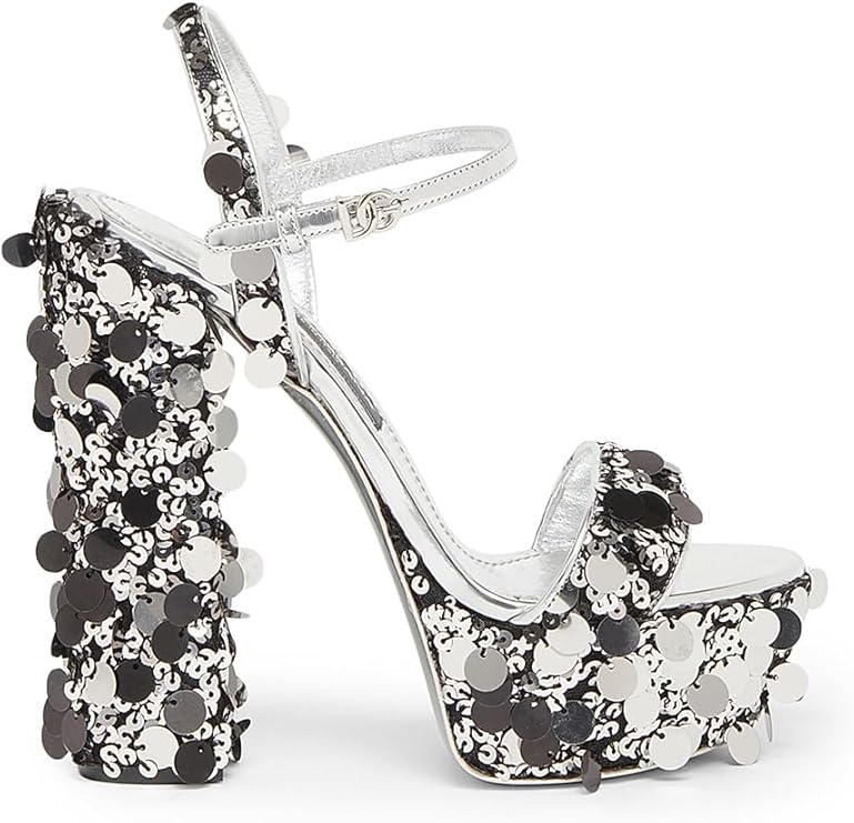 Paillettes 140MM Platform Sandals, 37 (7), Multi