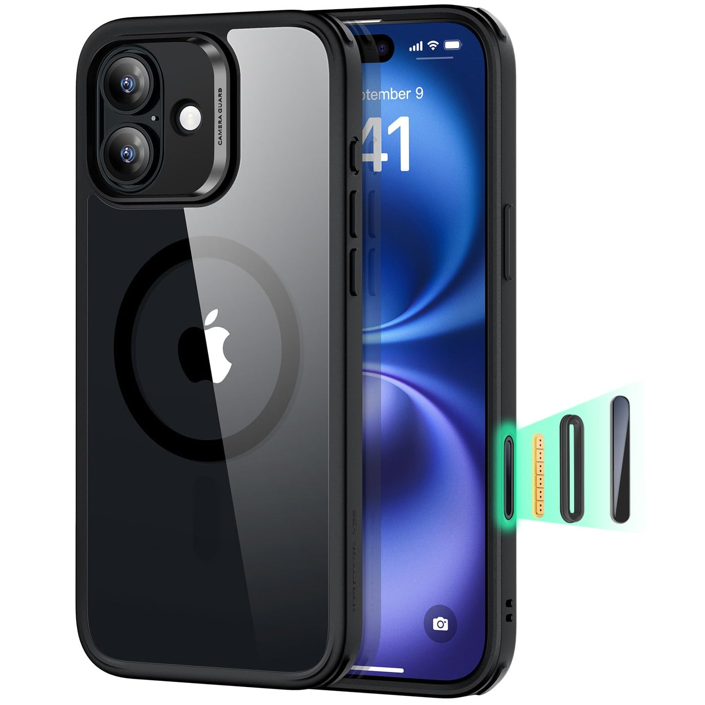 ESR for iPhone 16 Pro Max Case, Camera Control, Compatible with MagSafe, Shockproof Military-Grade Protection, Magnetic Phone Case for iPhone 16 Pro Max, Classic Hybrid Case (HaloLock), Clear