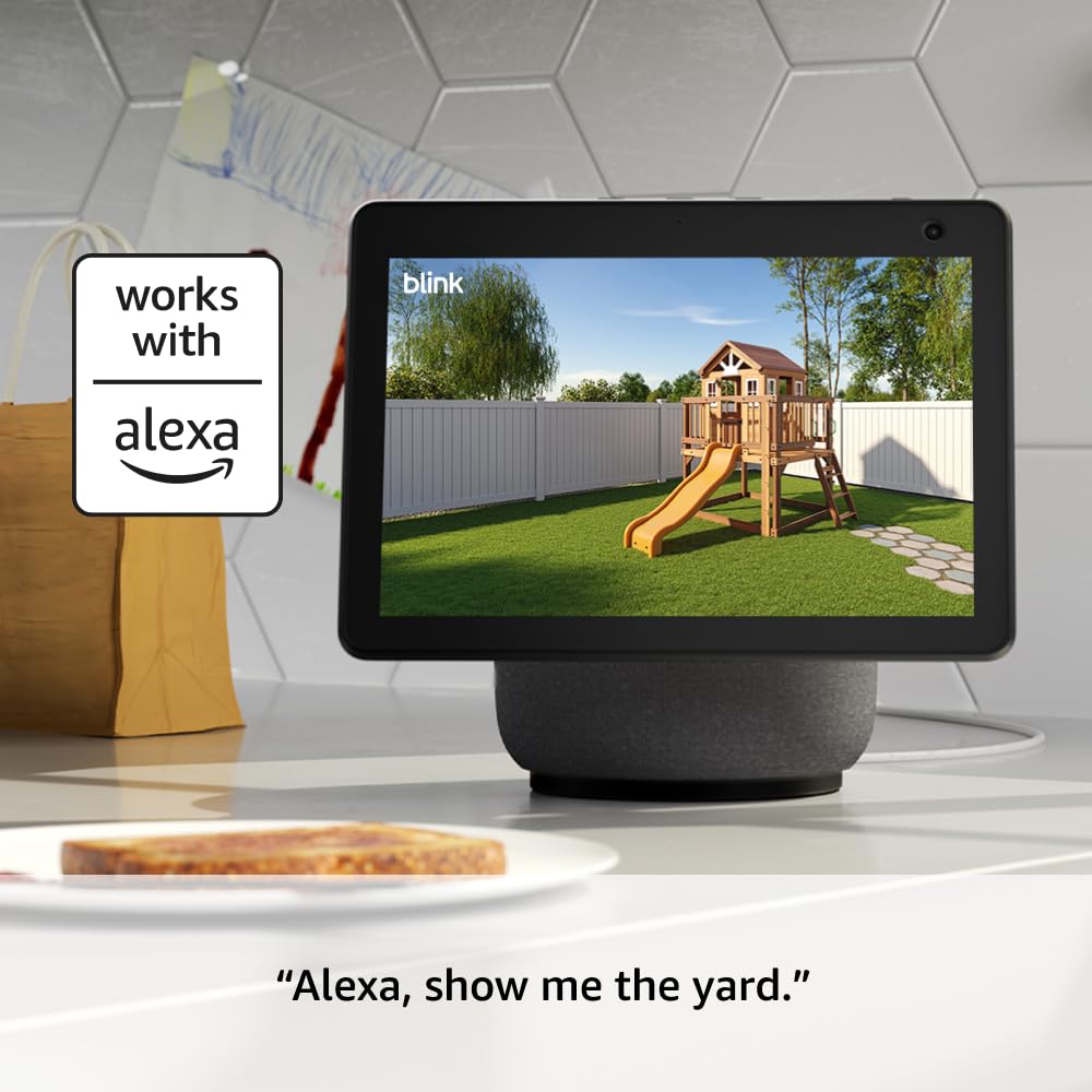 Blink Outdoor 4 (newest model) – Wireless smart security camera, two-year battery life, 1080p HD day and infrared night live view, two-way talk. Sync Module Core included – 3 camera system