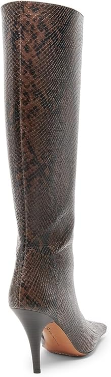 95MM Snakeskin-Printed Knee-High Boots, 39.5 (9.5), Coffee