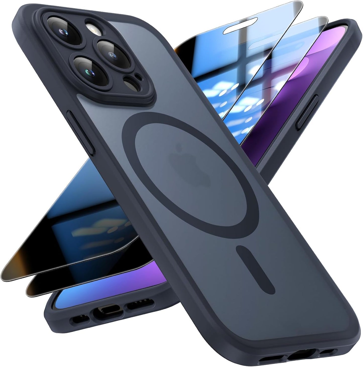 TOCOL for iPhone 16 Pro Max Case, Compatible with Magsafe, Full Camera Protection, Drop Protection, Magnetic Translucent Matte Back Bumper Phone Case for 16 Pro Max 6.9-Inch (Black)