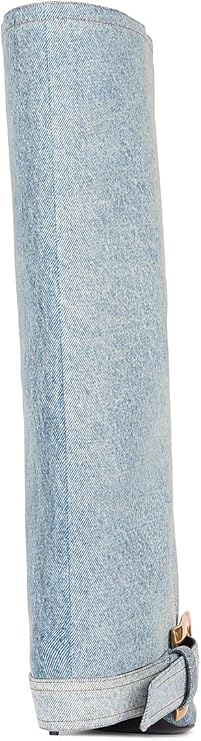 Anthe 75MM Denim Knee-High Boots, 7, Bleu Jean