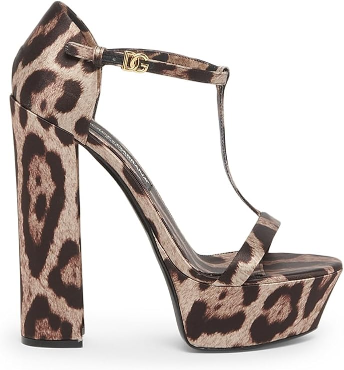 Raso Stampato145MM Leopard-Print Sandals, 37 (7), Leopard Print