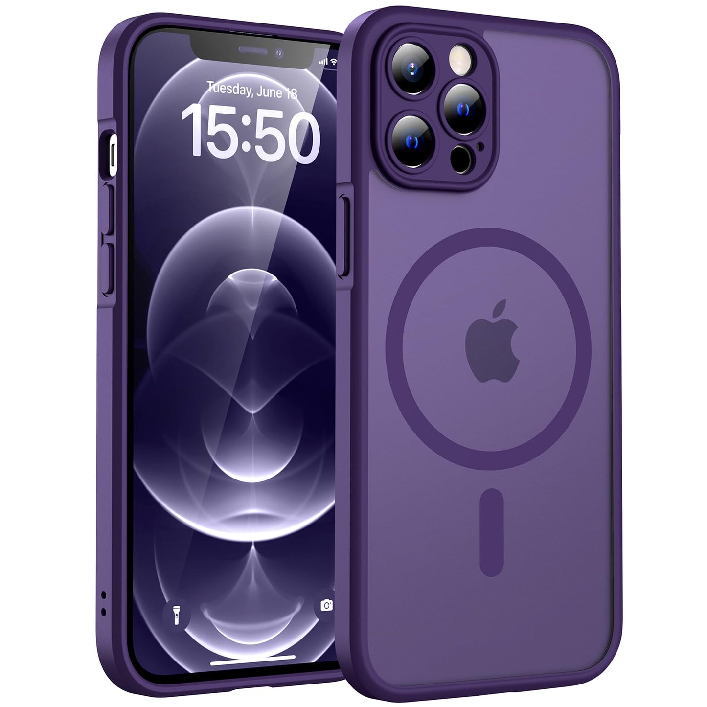 TOCOL for iPhone 16 Pro Max Case, Compatible with Magsafe, Full Camera Protection, Drop Protection, Magnetic Translucent Matte Back Bumper Phone Case for 16 Pro Max 6.9-Inch (Black)