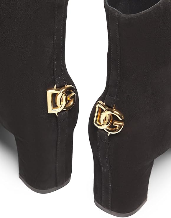 Suede Logo Ankle Boots, 39.5 (9.5), Nero