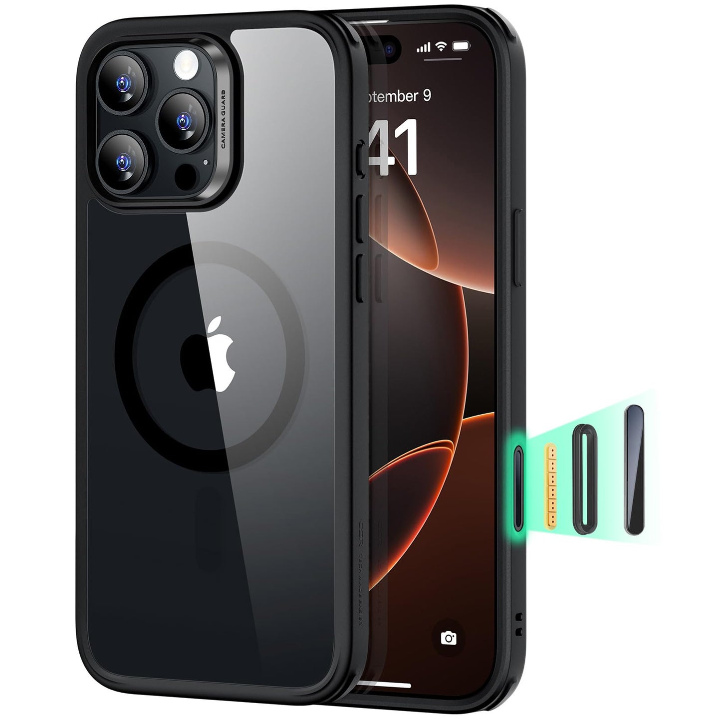 ESR for iPhone 16 Pro Max Case, Camera Control, Compatible with MagSafe, Shockproof Military-Grade Protection, Magnetic Phone Case for iPhone 16 Pro Max, Classic Hybrid Case (HaloLock), Clear
