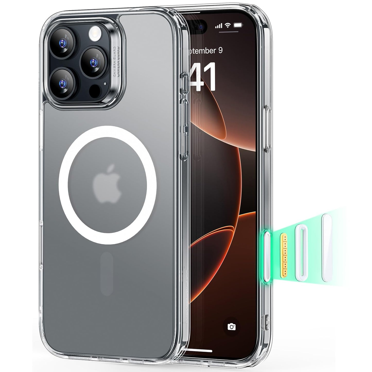 ESR for iPhone 16 Pro Max Case, Camera Control, Compatible with MagSafe, Shockproof Military-Grade Protection, Magnetic Phone Case for iPhone 16 Pro Max, Classic Hybrid Case (HaloLock), Clear