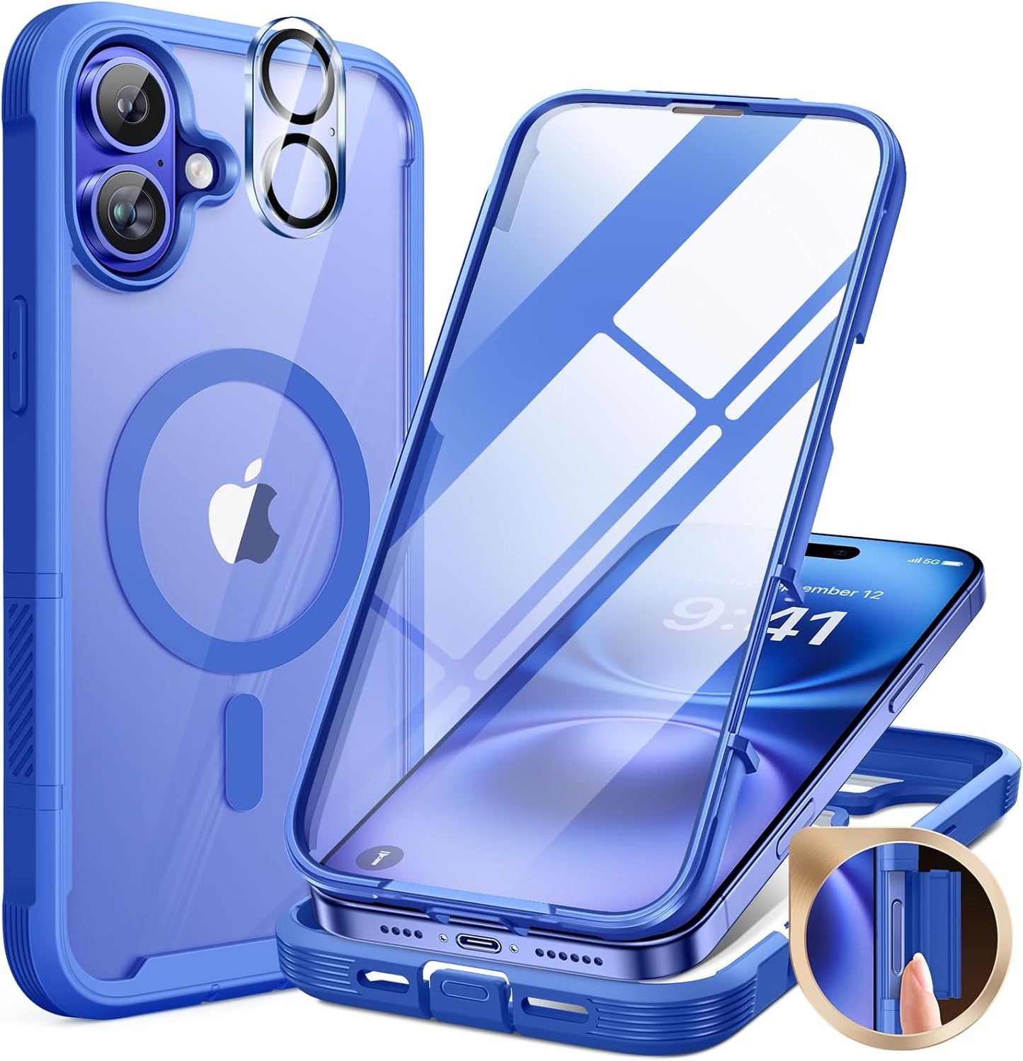 Miracase Magnetic for iPhone 16 Pro Max Case 6.9'' [Compatible with MagSafe] Full-Body Phone case with Built-in Glass Screen Protector& Camera Protector,Drop Proof 16 Pro Max Cover,Desert Brown