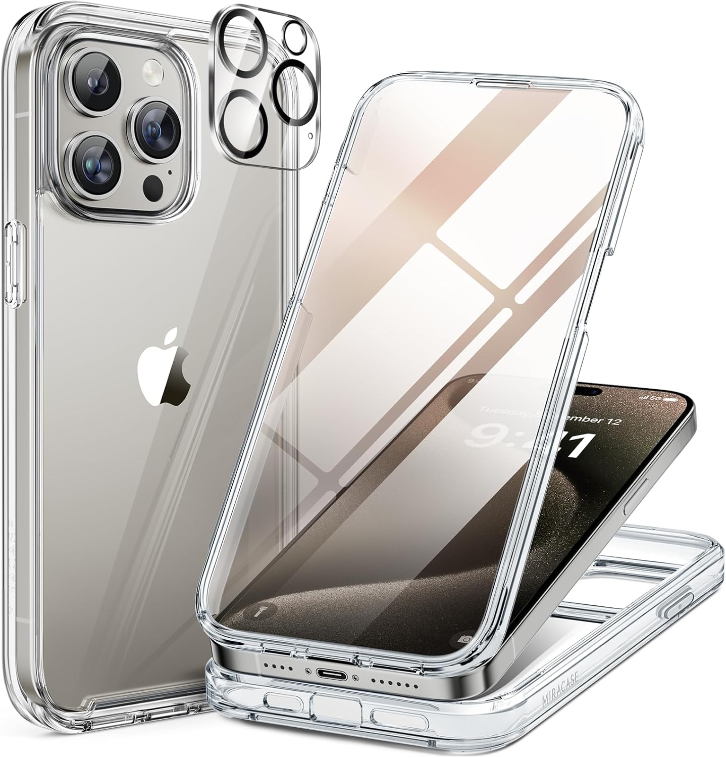 Miracase Magnetic for iPhone 16 Pro Max Case 6.9'' [Compatible with MagSafe] Full-Body Phone case with Built-in Glass Screen Protector& Camera Protector,Drop Proof 16 Pro Max Cover,Desert Brown