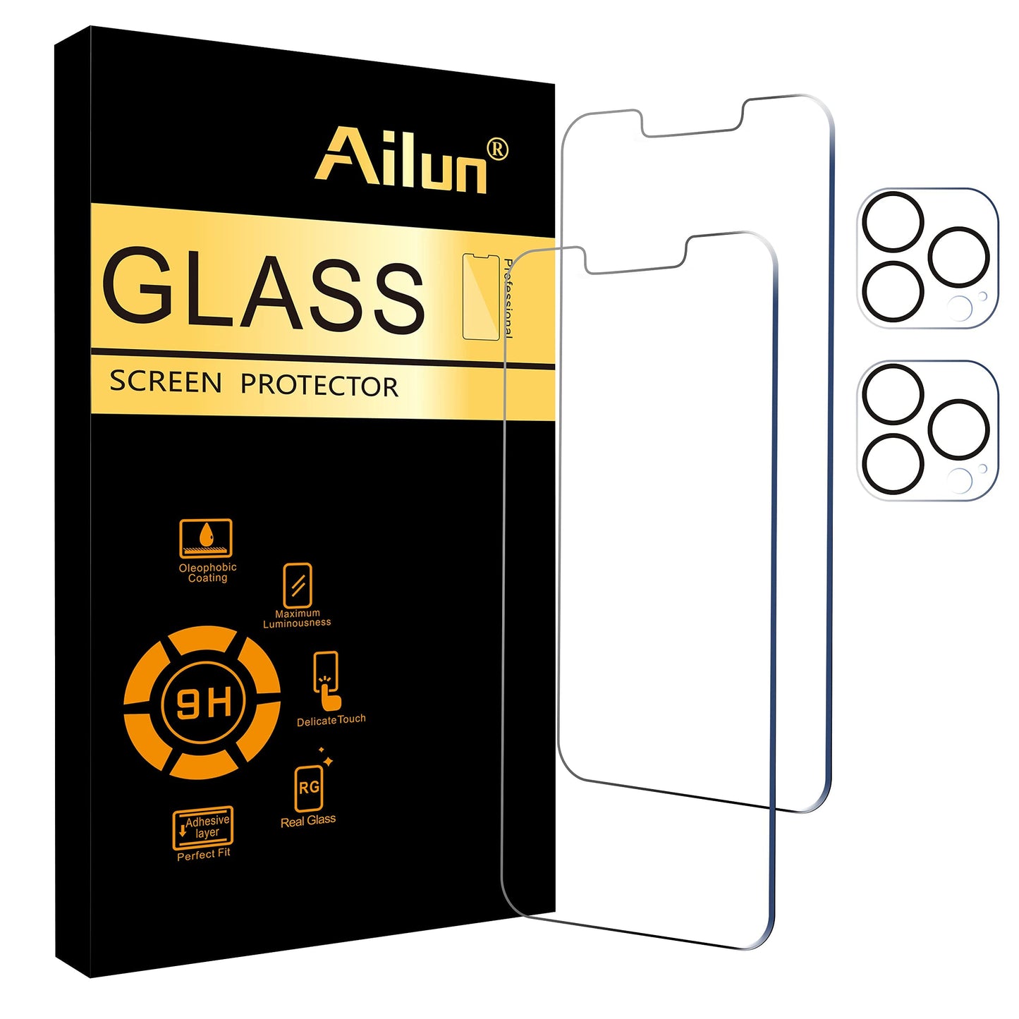 Ailun 5 Pack Screen Protector for iPhone 16 Pro Max [6.9 inch] + 3 Pack Camera Lens Protector with Installation Frame,Sensor Protection,Dynamic Island Compatible,Case Friendly Tempered Glass Film