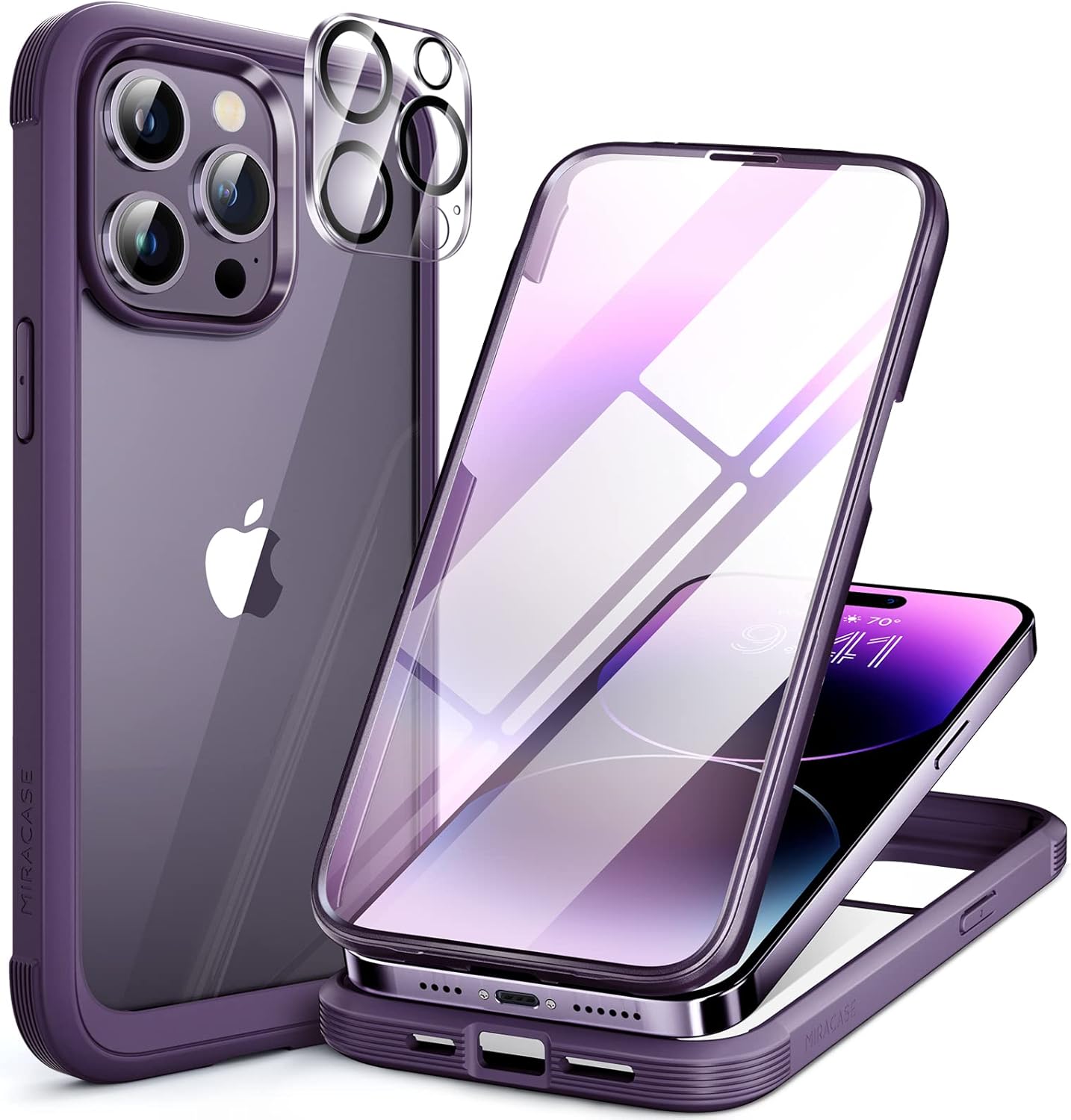 Miracase Magnetic for iPhone 16 Pro Max Case 6.9'' [Compatible with MagSafe] Full-Body Phone case with Built-in Glass Screen Protector& Camera Protector,Drop Proof 16 Pro Max Cover,Desert Brown