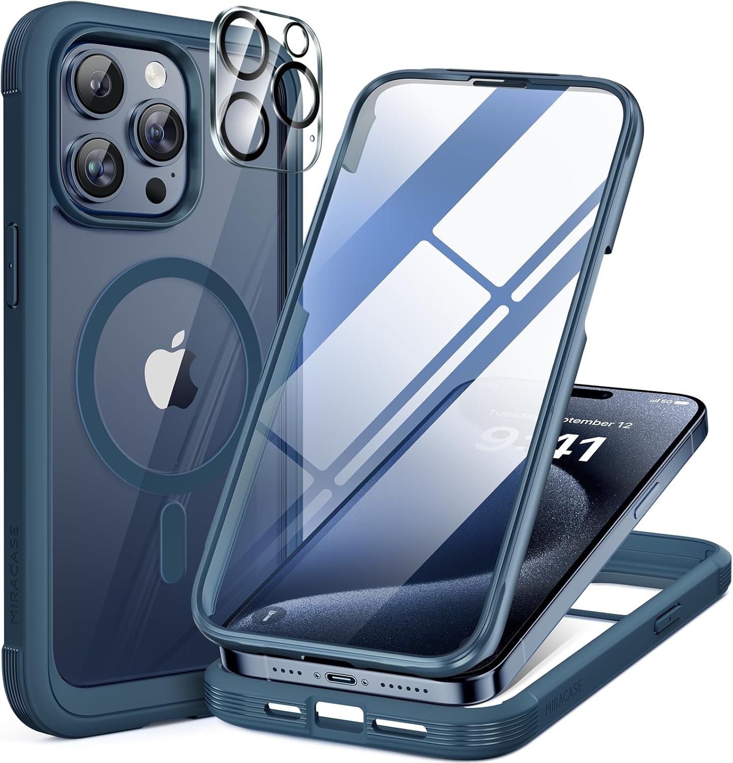 Miracase Magnetic for iPhone 16 Pro Max Case 6.9'' [Compatible with MagSafe] Full-Body Phone case with Built-in Glass Screen Protector& Camera Protector,Drop Proof 16 Pro Max Cover,Desert Brown