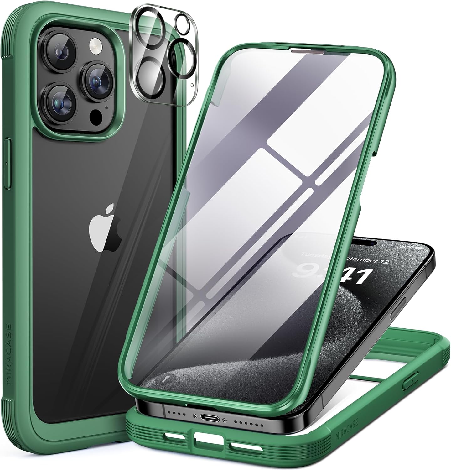Miracase Magnetic for iPhone 16 Pro Max Case 6.9'' [Compatible with MagSafe] Full-Body Phone case with Built-in Glass Screen Protector& Camera Protector,Drop Proof 16 Pro Max Cover,Desert Brown