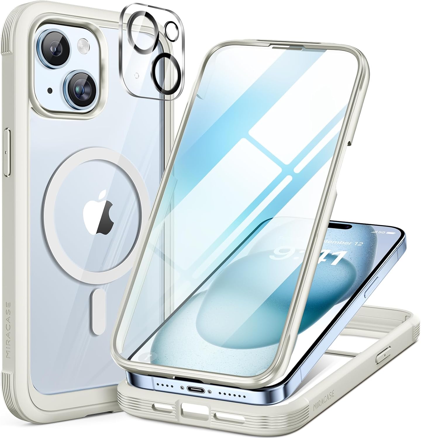 Miracase Magnetic for iPhone 16 Pro Max Case 6.9'' [Compatible with MagSafe] Full-Body Phone case with Built-in Glass Screen Protector& Camera Protector,Drop Proof 16 Pro Max Cover,Desert Brown