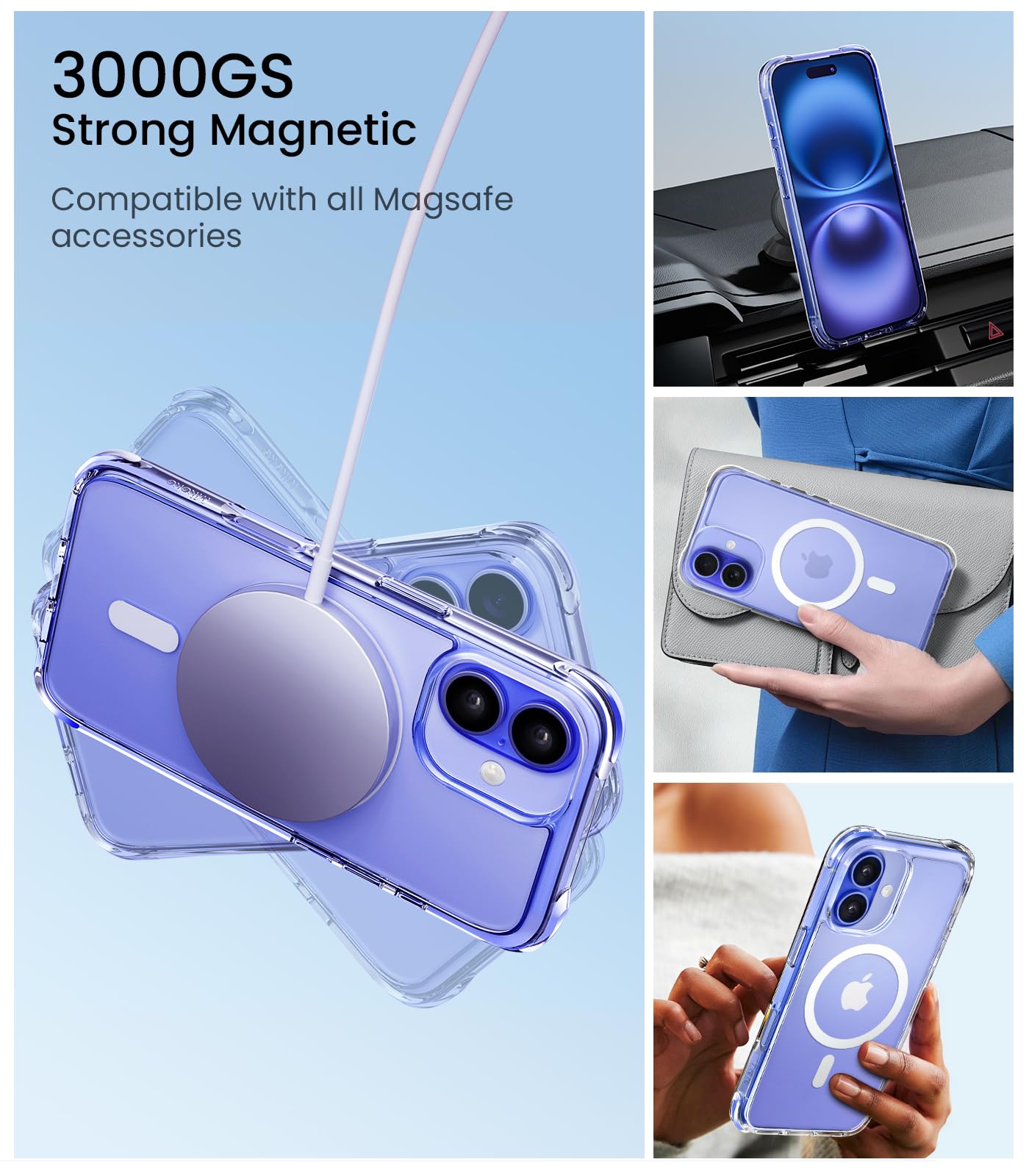 Mkeke for iPhone 16 Pro Max Case Clear [Not-Yellowing] [Military-Grade Drop Protection] Shockproof Protective Clear iPhone 16 Pro Max Case Phone Bumper case for Apple 6.9 inch 2024