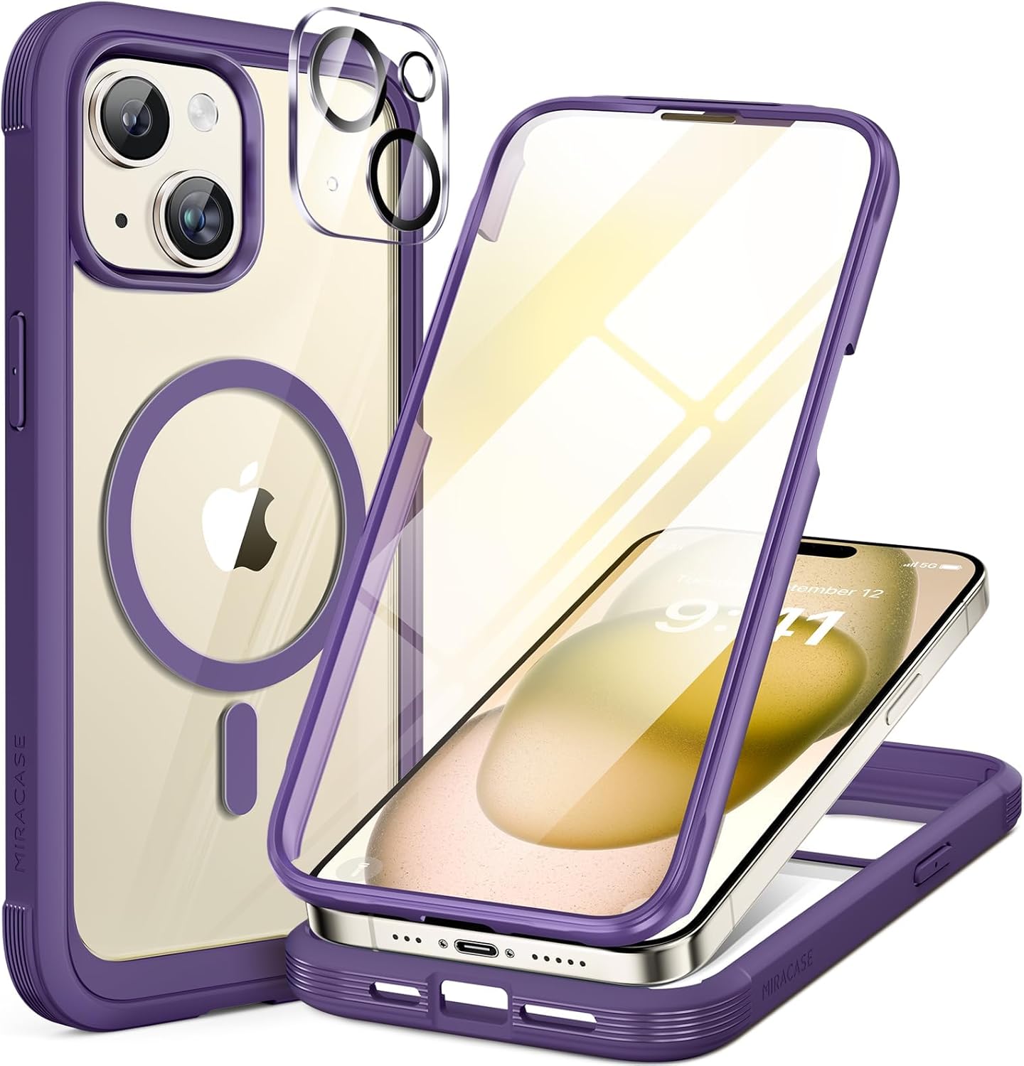 Miracase Magnetic for iPhone 16 Pro Max Case 6.9'' [Compatible with MagSafe] Full-Body Phone case with Built-in Glass Screen Protector& Camera Protector,Drop Proof 16 Pro Max Cover,Desert Brown