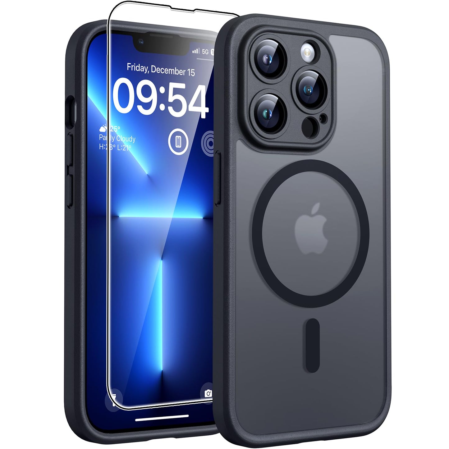 TOCOL for iPhone 16 Pro Max Case, Compatible with Magsafe, Full Camera Protection, Drop Protection, Magnetic Translucent Matte Back Bumper Phone Case for 16 Pro Max 6.9-Inch (Black)