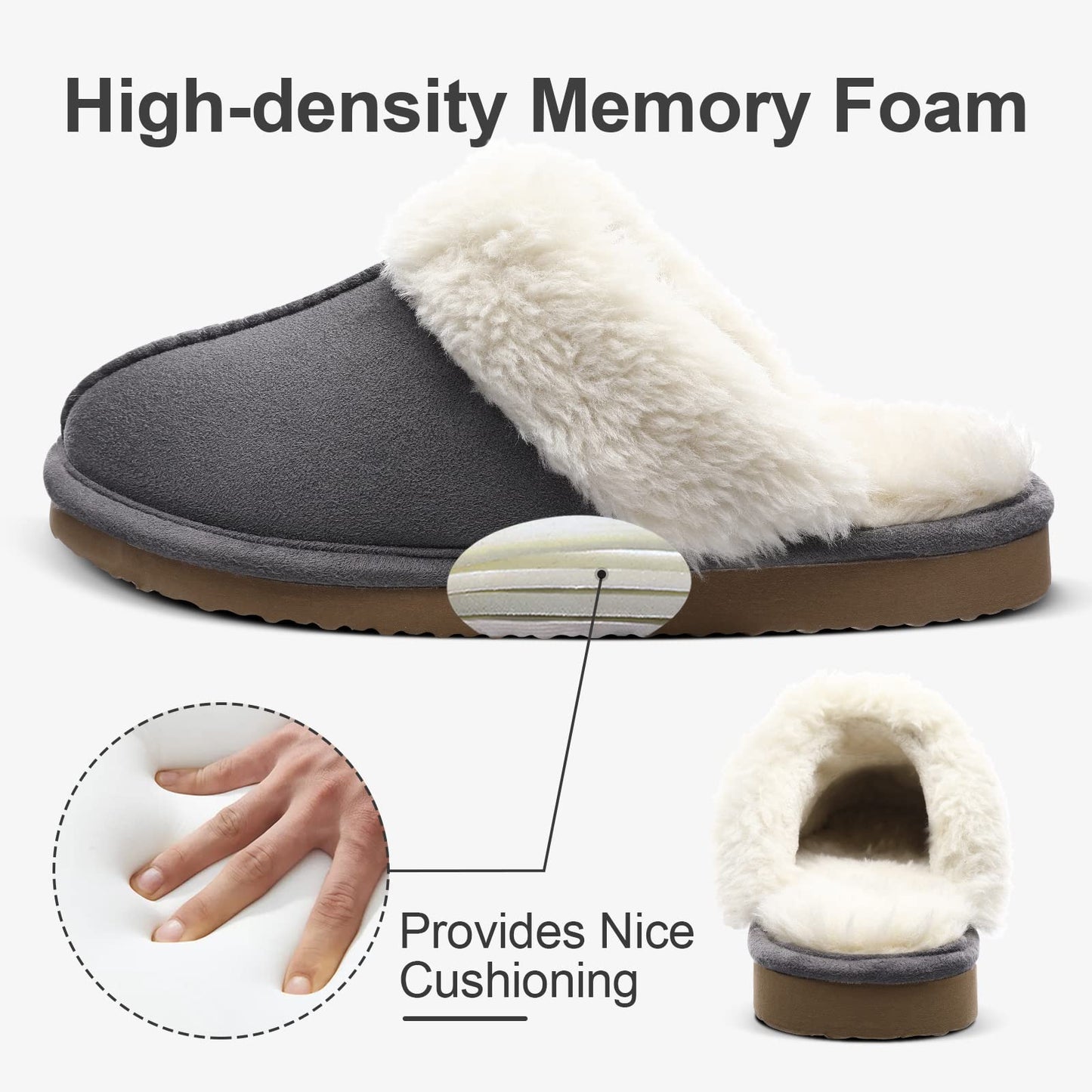 Litfun Women's Fuzzy Memory Foam Slippers Fluffy Winter House Shoes Indoor and Outdoor
