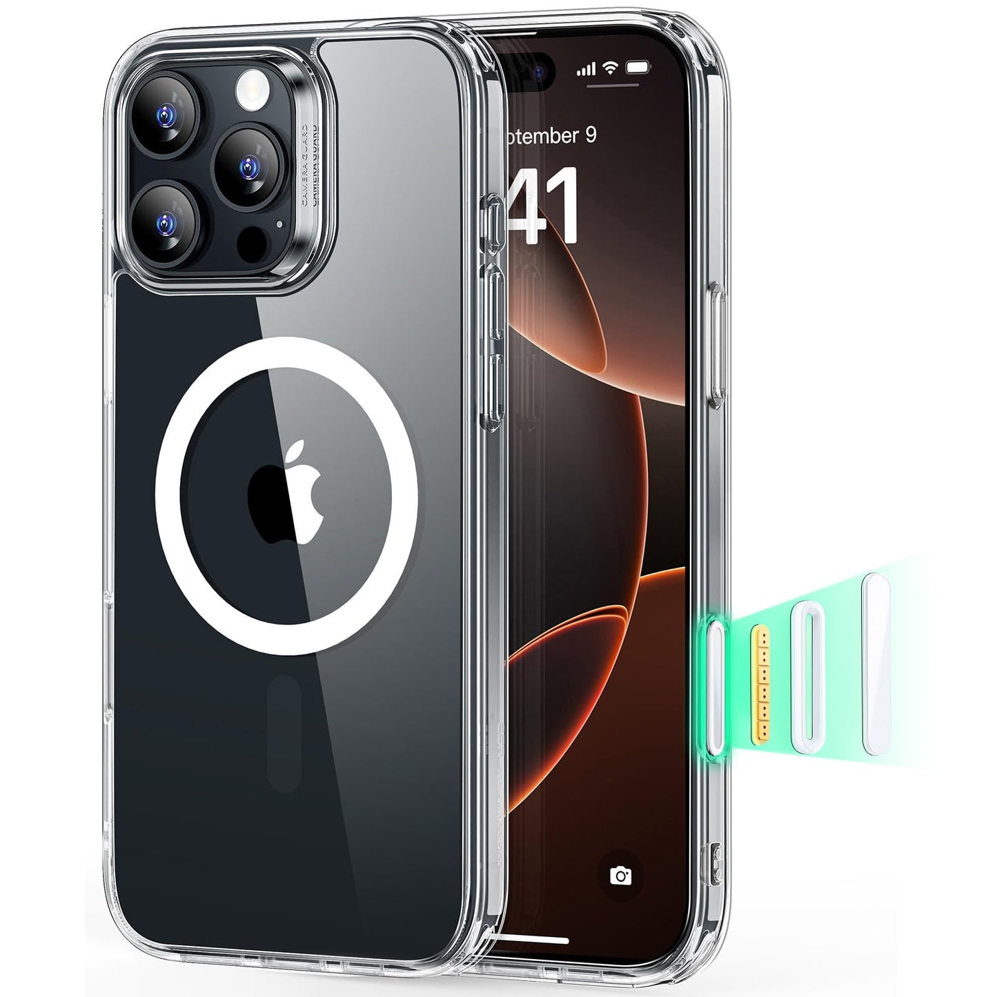 ESR for iPhone 16 Pro Max Case, Camera Control, Compatible with MagSafe, Shockproof Military-Grade Protection, Magnetic Phone Case for iPhone 16 Pro Max, Classic Hybrid Case (HaloLock), Clear