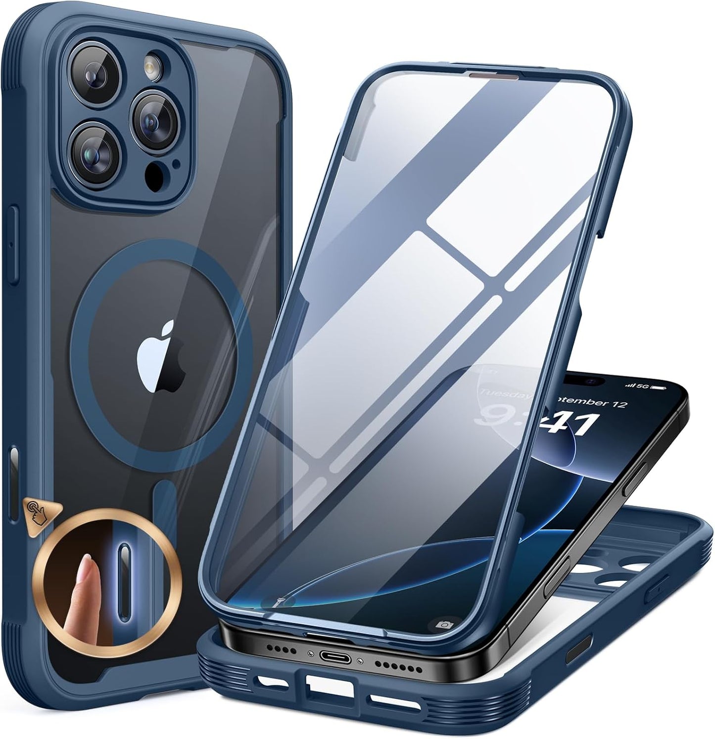 Miracase Magnetic for iPhone 16 Pro Max Case 6.9'' [Compatible with MagSafe] Full-Body Phone case with Built-in Glass Screen Protector& Camera Protector,Drop Proof 16 Pro Max Cover,Desert Brown