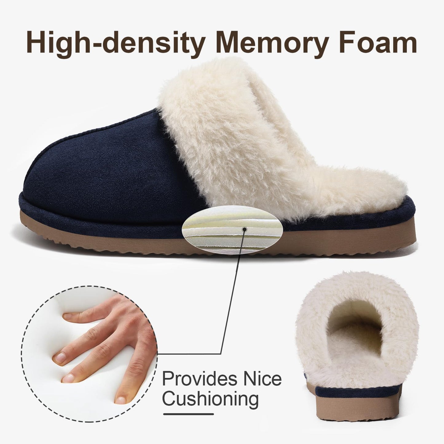Litfun Women's Fuzzy Memory Foam Slippers Fluffy Winter House Shoes Indoor and Outdoor