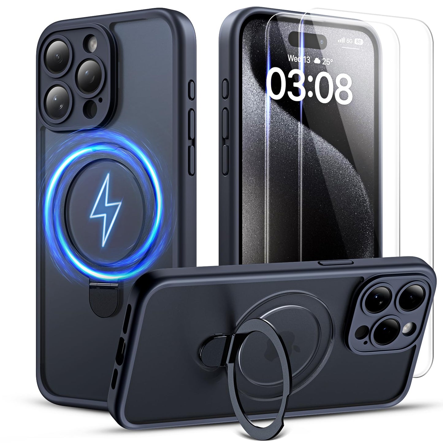 TOCOL for iPhone 16 Pro Max Case, Compatible with Magsafe, Full Camera Protection, Drop Protection, Magnetic Translucent Matte Back Bumper Phone Case for 16 Pro Max 6.9-Inch (Black)