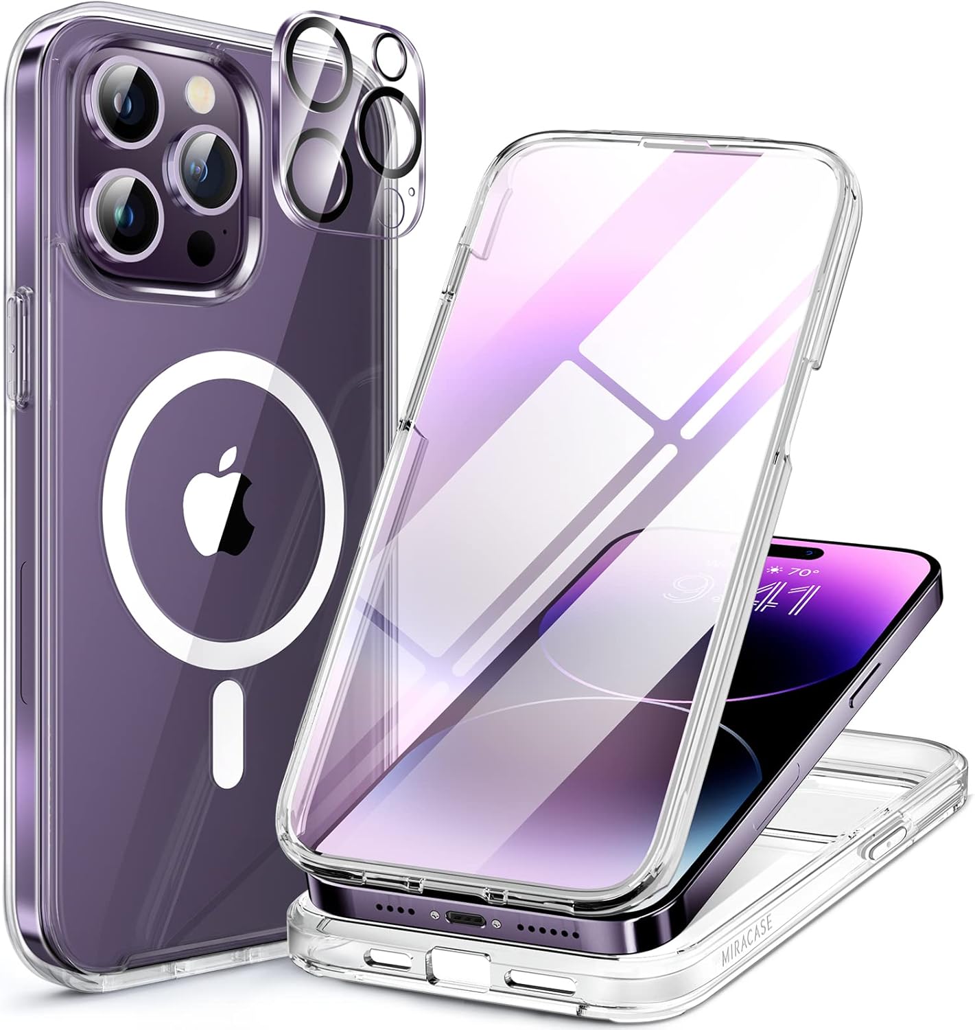 Miracase Magnetic for iPhone 16 Pro Max Case 6.9'' [Compatible with MagSafe] Full-Body Phone case with Built-in Glass Screen Protector& Camera Protector,Drop Proof 16 Pro Max Cover,Desert Brown