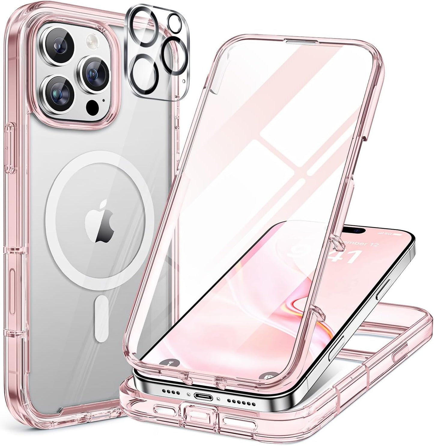 Miracase Magnetic for iPhone 16 Pro Max Case 6.9'' [Compatible with MagSafe] Full-Body Phone case with Built-in Glass Screen Protector& Camera Protector,Drop Proof 16 Pro Max Cover,Desert Brown